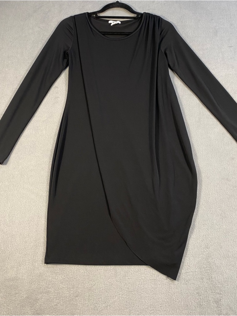 Bar III women’s black Long-Sleeve overlay Draped stretchy bodycon dress, size XS